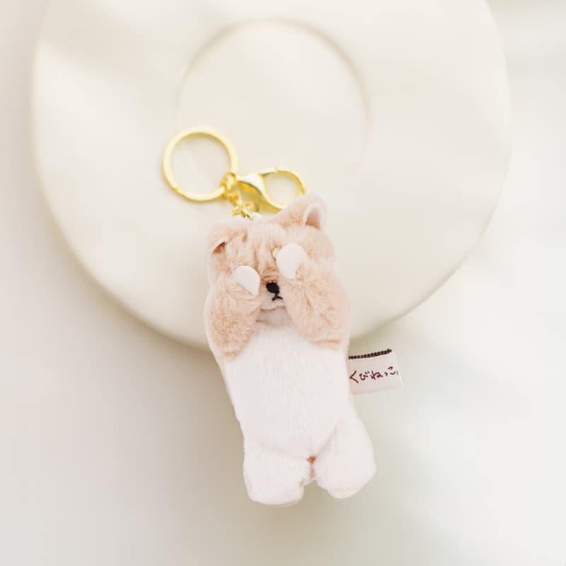 犬 ぬいぐるみ もこもこ柴犬のキーホルダー