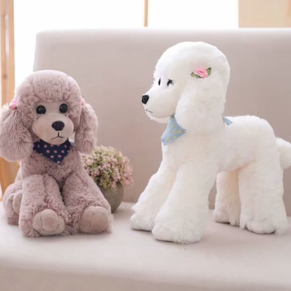 犬 ぬいぐるみ 薔薇飾り付きふわふわトイプードル特大抱き枕