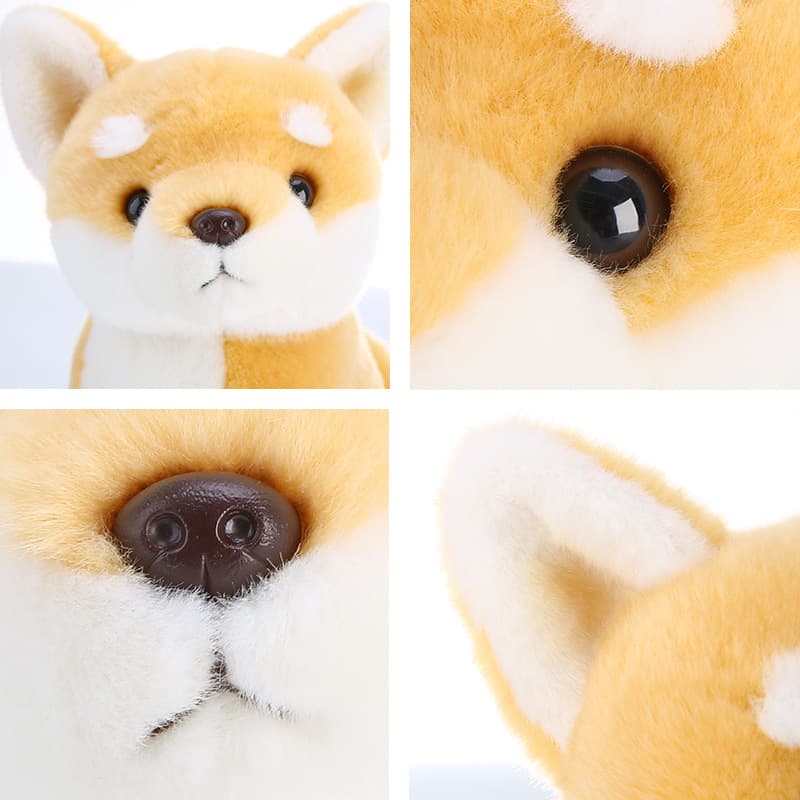 ふわふわ柴犬座りポーズ愛らしいぬいぐるみ