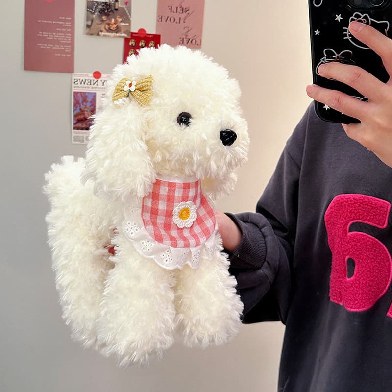 犬 ぬいぐるみ ふわもこプードルのお出かけぬいぐるみ