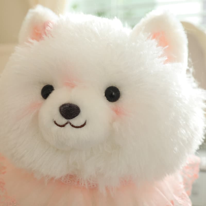 犬 ぬいぐるみ もふもふリボン付きポメラニアンぬいぐるみ