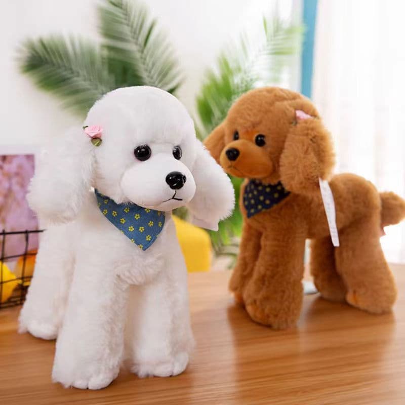 犬 ぬいぐるみ バンダナ付きトイプードル立ちポーズぬいぐるみ